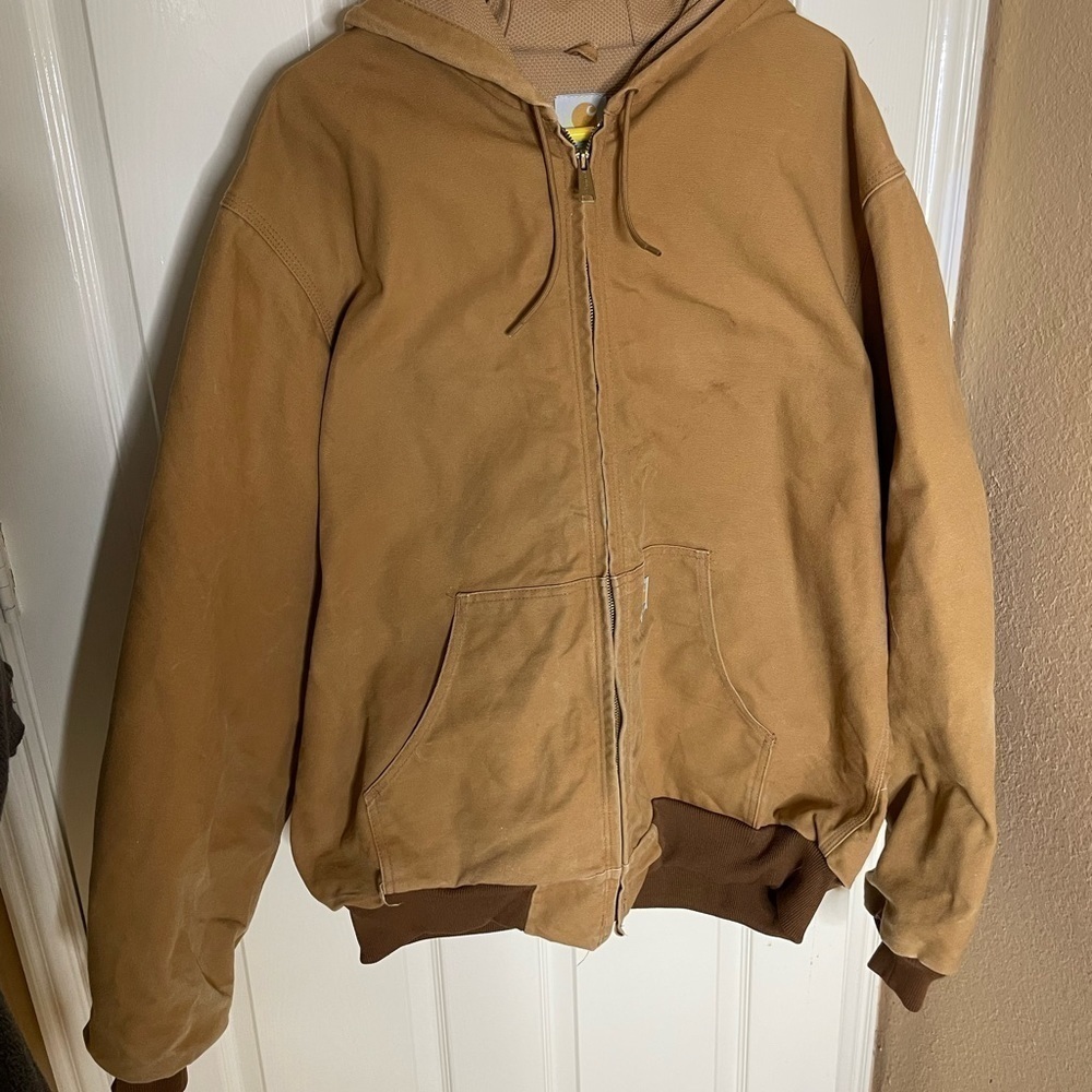 Carhartt Active Jacket Y2K Mesh Lined Full-Zip Hooded Coat, Brown Tan, Mens XL   - Picture 11 of 14
